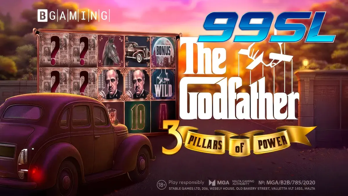 Tampilan visual slot The Godfather: 3 Pillars of Power dengan elemen ikonik film